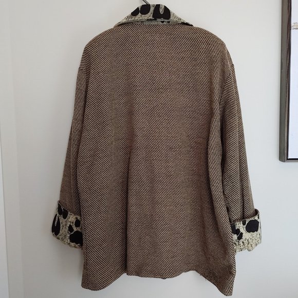 Villa Factory Designer Dress Jacket Women's Sz XXL Brown Black w Pockets - Picture 11 of 11